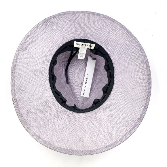 Eugenia Kim Harlow Straw Hat Fedora Lavender PurpleWide Brim Women's One Size - Picture 9 of 13